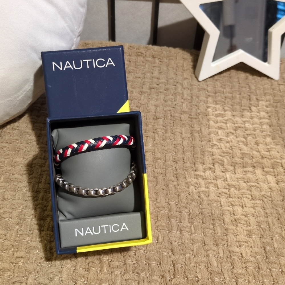 Nautica Men's Silver and Multicolor Bracelet Set